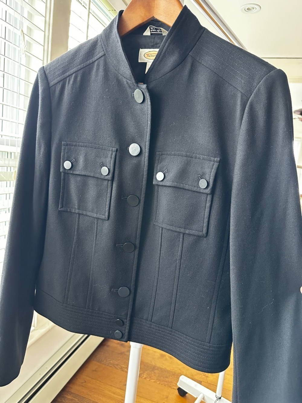 Talbots Tailored Button Front Jacket in a Stretch Wool Blend, Lined